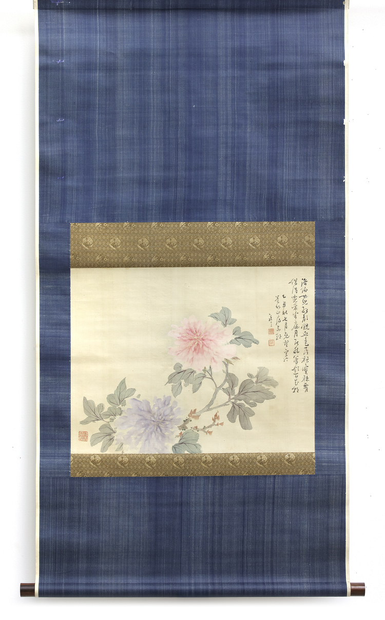 KINOSHITA ITSUUN, PEONY FLOWERS SCROLL, 19TH CENTURY