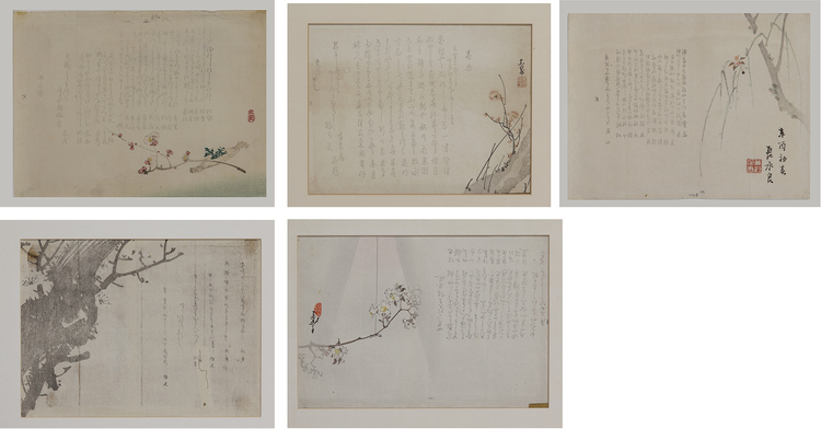 GROUP OF FIVE JAPANESE SHIJO SURIMONO, EDO PERIOD (1615–1868)