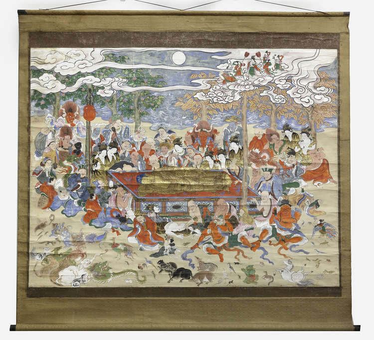 A LARGE JAPANESE SCROLL OF NEHAN-ZU (DEATH OF BUDDHA),1901
