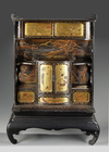 A JAPANESE LACQUERED KAZARI DANSU DISPLAY CABINET, LATE EDO PERIOD