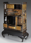 A JAPANESE LACQUERED KAZARI DANSU DISPLAY CABINET, LATE EDO PERIOD