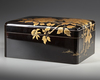 A JAPANESE LACQUER BOX AND COVER WITH HIGH RELIEF GOLD LACQUERED WITH BOTAN FLOWERS, 19TH CENTURY