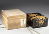 A JAPANESE LACQUER BOX AND COVER WITH HIGH RELIEF GOLD LACQUERED WITH BOTAN FLOWERS, 19TH CENTURY