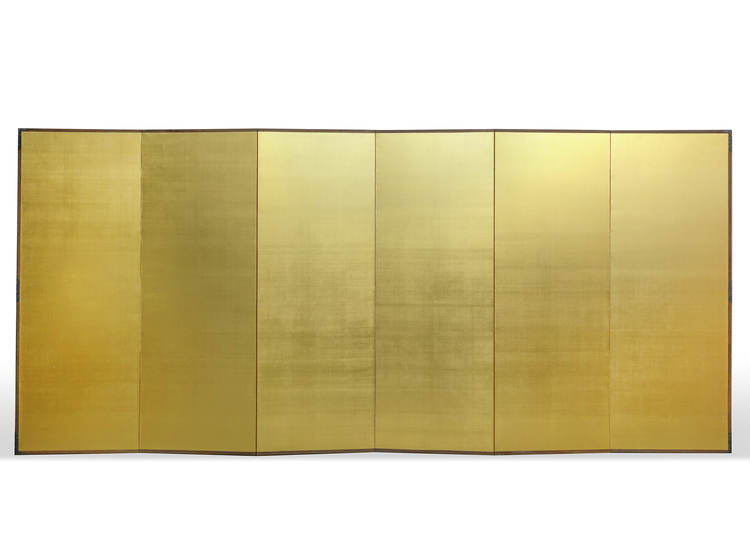 A JAPANESE SIX PANEL SCREEN GOLD LEAF, SHOWA PERIOD, 20TH CENTURY