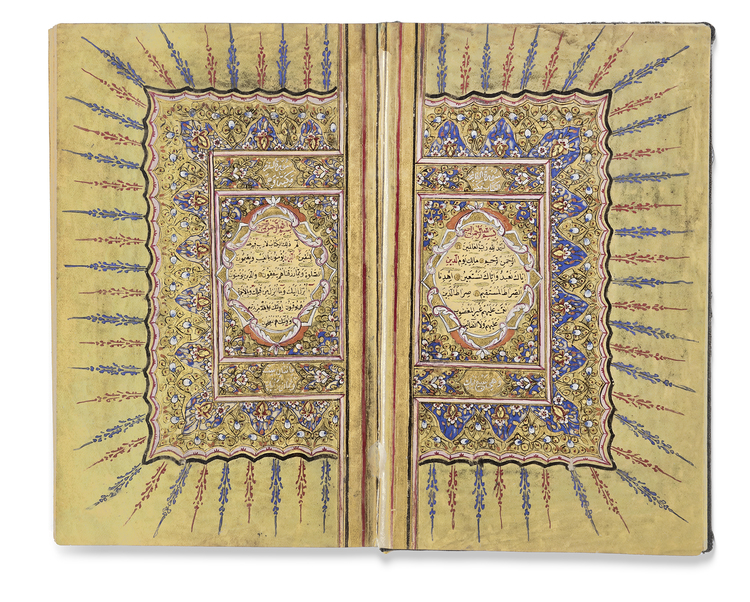 A FINE ILLUMINATED OTTOMAN QURAN, WRITTEN BY ALI HELMI AND DATED 1283 AH/1866 AD