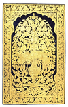 A GOLDEN ALBUM PAGE WITH DECOUPE VASE OF FLOWERS, BIJAPUR/DECCAN, INDIA, CIRCA 1630-1640