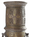 A LARGE ENGRAVED BRASS TORCH STAND, PERSIA, 19TH CENTURY
