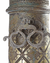 A LARGE ENGRAVED BRASS TORCH STAND, PERSIA, 19TH CENTURY