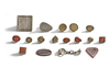 17 CARNELIAN AND SILVER SEALS WITH TEXT AND DATA, 19TH CENTURY