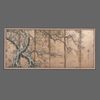 A TALL JAPANESE SIX PANEL BYÔBU WITH WEEPING APRICOT TREE 枝垂れ梅, BAKUMATSU PERIOD (1853-1867)