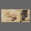 A JAPANESE SIX PANEL BYÔBU 屏風 EMBROIDERED WITH TAGASODE 誰袖 (“WHOSE SLEEVES?”), LATE MEIJI PERIOD, EARLY TAISHO PERIOD
