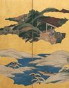 A JAPANESE MID-SIZE SIX -PANEL BYÔBU, PAINTING ON GOLDLEAF, MEIJI PERIOD (1868-1912)