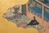 A JAPANESE MID-SIZE SIX -PANEL BYÔBU, PAINTING ON GOLDLEAF, MEIJI PERIOD (1868-1912)