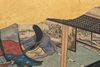 A JAPANESE MID-SIZE SIX -PANEL BYÔBU, PAINTING ON GOLDLEAF, MEIJI PERIOD (1868-1912)