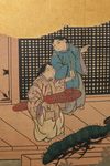 A JAPANESE MID-SIZE SIX -PANEL BYÔBU, PAINTING ON GOLDLEAF, MEIJI PERIOD (1868-1912)