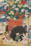 A JAPANESE MID-SIZE SIX-PANEL  BYÔBU WITH “ONE HUNDRED BOYS AT PLAY”, EARLY MEIJI PERIOD (SECOND HALF 19TH CENTURY)
