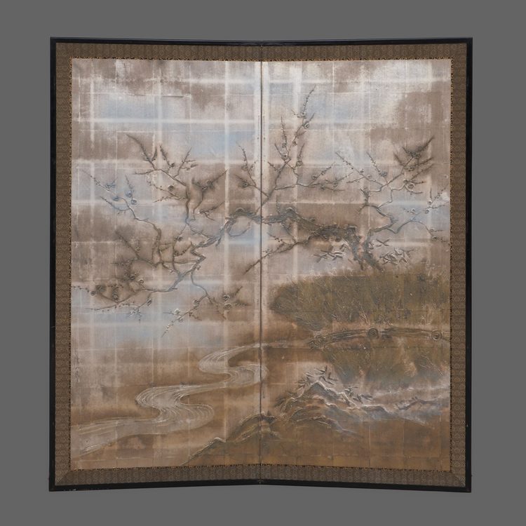 A MID-SIZE RINPA SCHOOL JAPANESE BYÔBU, 19TH CENTURY