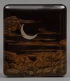 A JAPANESE SUZURIBAKO 硯箱 (WRITING BOX) WITH CRESCENT MOON, MEIJI PERIOD (1868-1912)