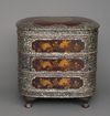 A LARGE JAPANESE 4-TIERED MOTHER OF PEARL INLAID LACQUER JÛBAKO, 18TH CENTURY (EDO PERIOD) OR LATER