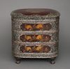 A LARGE JAPANESE 4-TIERED MOTHER OF PEARL INLAID LACQUER JÛBAKO, 18TH CENTURY (EDO PERIOD) OR LATER