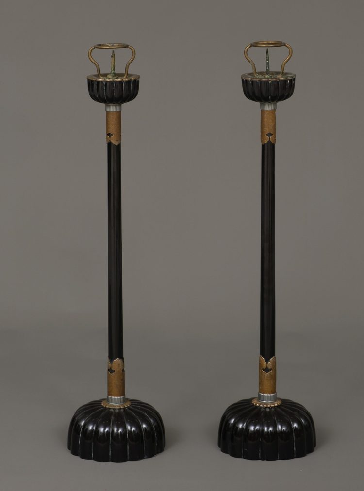 TWO STYLISH JAPANESE TEMPLE CANDLESTICK, 19TH CENTURY