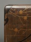 A SILVER JAPANESE TEBAKO 手箱 (PERSONAL ACCESSORIES BOX) WITH APRICOT TREE, EARLY SHOWA PERIOD