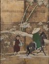 A TALL JAPANESE SCREEN DEPICTING A WINTER SCENE, LATE EDO PERIOD (FIRST HALF 19TH CENTURY)