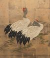 A JAPANESE SCREEN ON OXIDIZED SILVER LEAF PRESENTING A SPRING SCENE, LATE EDO PERIOD (FIRST HALF 19TH CENTURY)