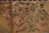 A MID SIZE JAPANESE SCREEN DEPICTING A SAMURAI BATTLE,  EDO PERIOD, 18TH CENTURY
