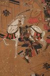 A MID SIZE JAPANESE SCREEN DEPICTING A SAMURAI BATTLE,  EDO PERIOD, 18TH CENTURY