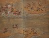 A MID SIZE JAPANESE SCREEN DEPICTING A SAMURAI BATTLE,  EDO PERIOD, 18TH CENTURY