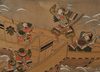 A MID SIZE JAPANESE SCREEN DEPICTING A SAMURAI BATTLE,  EDO PERIOD, 18TH CENTURY