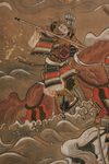 A MID SIZE JAPANESE SCREEN DEPICTING A SAMURAI BATTLE,  EDO PERIOD, 18TH CENTURY