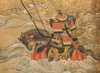 A MID SIZE JAPANESE SCREEN DEPICTING A SAMURAI BATTLE, EDO PERIOD, 18TH CENTURY