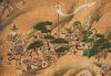 A MID SIZE JAPANESE SCREEN DEPICTING A SAMURAI BATTLE, EDO PERIOD, 18TH CENTURY