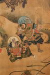 A MID SIZE JAPANESE SCREEN DEPICTING A SAMURAI BATTLE, EDO PERIOD, 18TH CENTURY