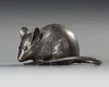 MINIATURE OKIMONO OF A SILVER MOUSE — IN ORIGINAL BOX WITH MAKER’S LEAFLET, 20TH CENTURY