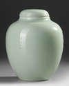 A CHINESE CELADON-GLAZED JAR AND COVER