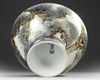 LARGE CERAMIC BOWL — ALL-OVER PINE TREE DESIGN WITH GILDED ACCENTS AND SIGNED BASE, JAPAN,TAISHO PERIOD (1912–1926)