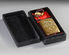 A JAPANESE SHIBAYAMA INLAY INRO WITH NETSUKE IN WOODEN BOX, MEIJI PERIOD (1868-1912)