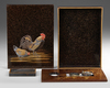 EXQUISITE JAPANESE SUZURIBAKO CALLIGRAPHY BOX WITH MASTERFUL HIGH-RELIEF LACQUER DESIGN, MEIJI PERIOD,1868-1912