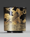 NATSUME TEA CADDY WITH ALL-OVER GOLDLEAF LACQUERED DECORATION OF A WILLOW TREE, MEIJI PERIOD,1868-1912