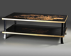 A LOW LACQUERED TWO-LEVEL JAPANESE TABLE WITH FLORAL DESIGNS, SHOWA PERIOD