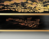 A LOW LACQUERED TWO-LEVEL JAPANESE TABLE WITH FLORAL DESIGNS, SHOWA PERIOD