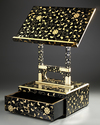 JAPANESE LACQUERED READING TABLE IN THREE PARTS WITH FLORAL DECORATION,MEIJI PERIOD,1868-1912