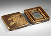 A JAPANESE SUZURIBAKO AND RYOSHIBAKO SET WITH IMPERIAL CHRYSANTHEMUM CREST, EDO PERIOD (1615–1868)