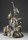 A JAPANESE BRONZE OKIMONO, CRANES AND TURTLES IN HARMONY,MEIJI PERIOD,1868-1912