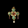 A BYZANTINE GOLD CROSS PENDANT SET WITH EMERALDS, GARNET, AND PEARLS – 5TH TO 6TH CENTURY A.D.
