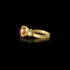 A BYZANTINE GOLD RING IN FLOWER FORM GEM ARRANGEMENT – SAPPHIRE, EMERALD, PINK TOURMALINE , AMETHYST & PEARL, 5TH TO 6TH CENTURY A.D.