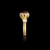 A BYZANTINE GOLD RING IN FLOWER FORM GEM ARRANGEMENT – SAPPHIRE, EMERALD, PINK TOURMALINE , AMETHYST & PEARL, 5TH TO 6TH CENTURY A.D.